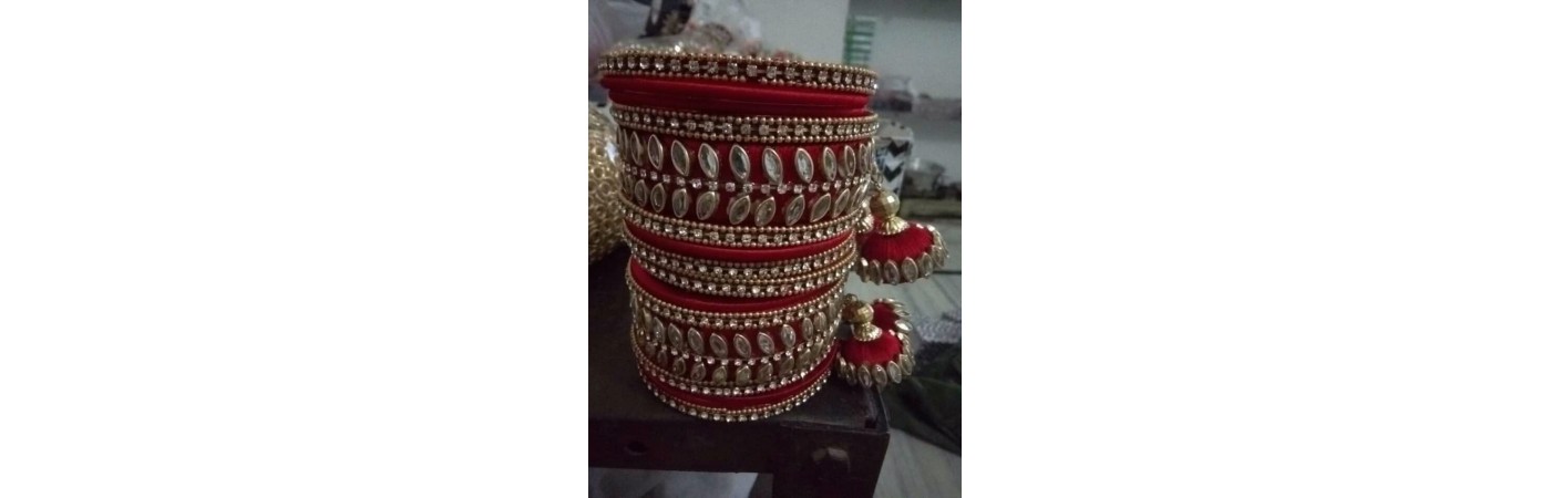 Bangle and Earring Set Maroon